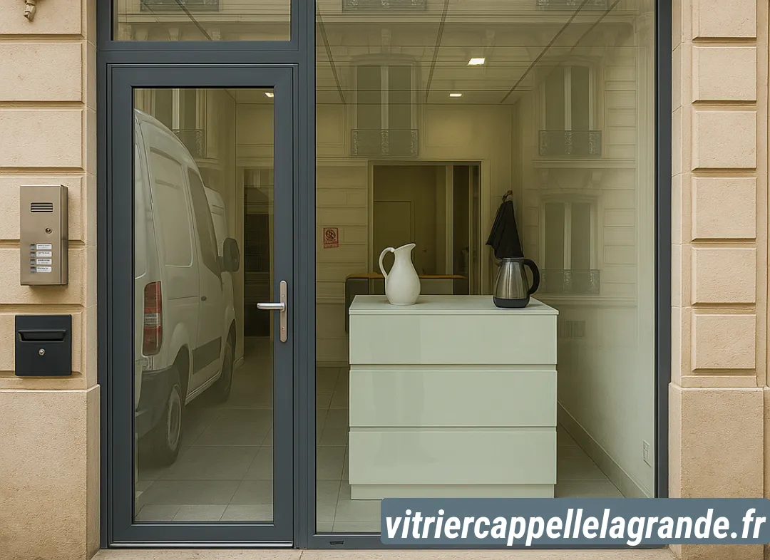 Façade vitrine de magasin en aluminium sur mesure à Cappelle-la-Grande